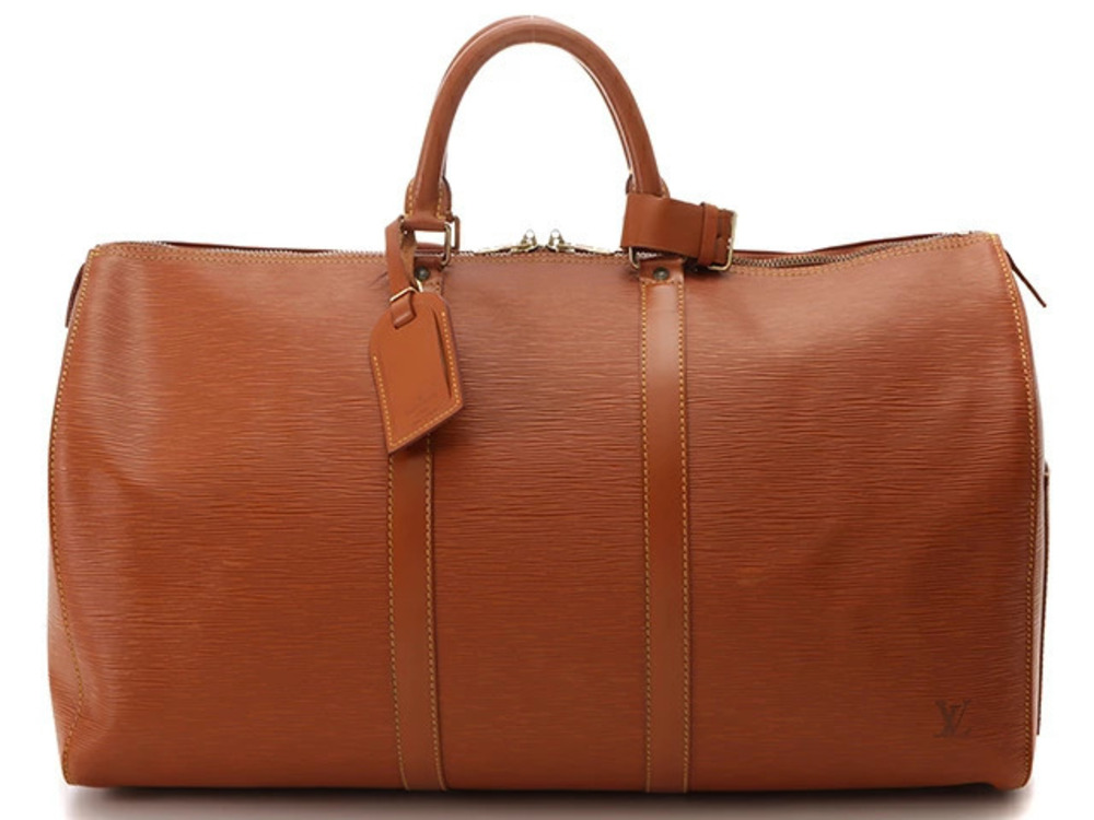 LOUIS VUITTON Keepall Boston Bag Epi Leather Zipangu Gold Brown SJ